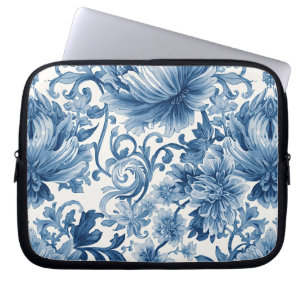 Capa Para Notebook Sonhos Azuis Chinoiserie Floral em Aquarela