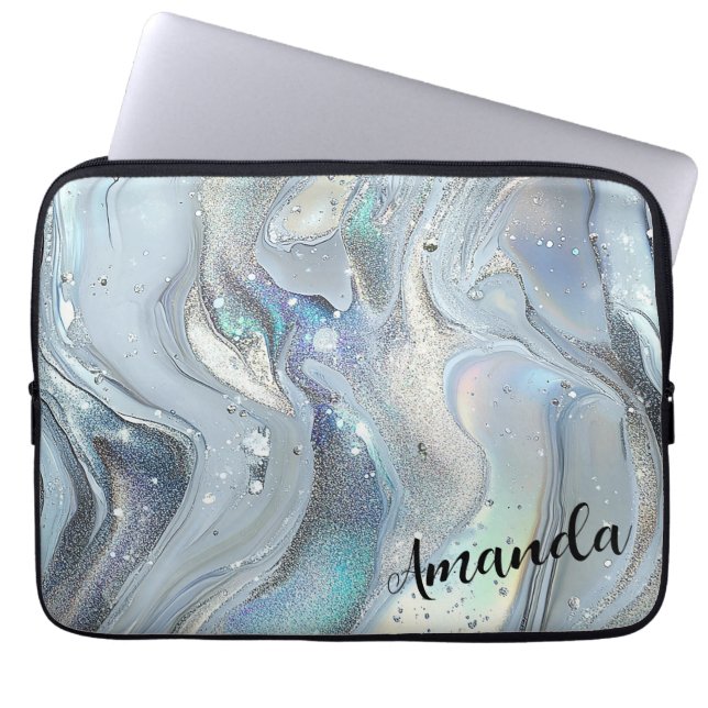 Capa Para Notebook Sonhos de Mármore em Azul (Frente)