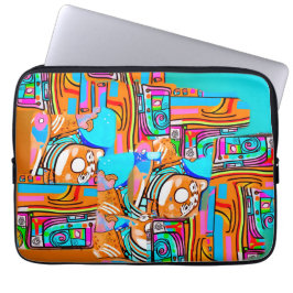 Capa Para Notebook Sonhos Elétricos Laranja E Ciano — Desenho Abstrat