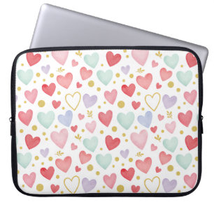 Capa Para Notebook Sonhos Pastéis Corações em Aquarela