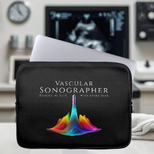 Capa Para Notebook Sonógrafo Colorido Vascular Ondas De Ultrassons