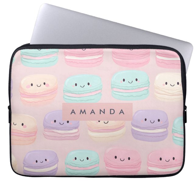 Capa Para Notebook Sorriso Personalizado de Macaron Pastel Fofo (Frente)