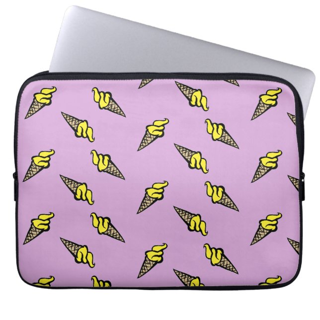 Capa Para Notebook Sorvete amarelo em roxo (Frente)