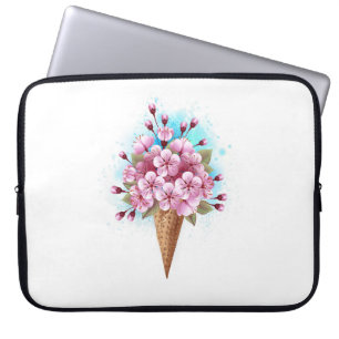 Capa Para Notebook Sorvete Waffle Rosa Sakura Cone
