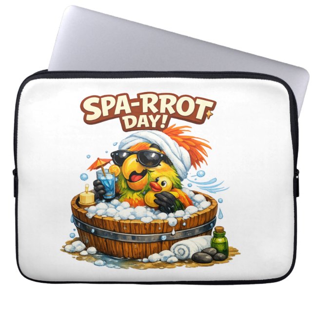 Capa Para Notebook Spa-rrrot Day Funny Parrot Spa Relax Design (Frente)