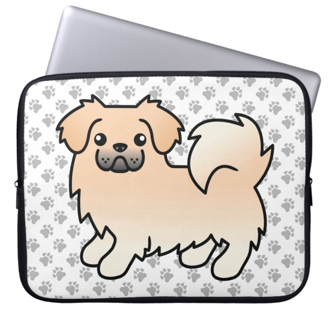 Capa Para Notebook Spaniel Tibetano Creme Cachorro de Desenho Animado (Frente)