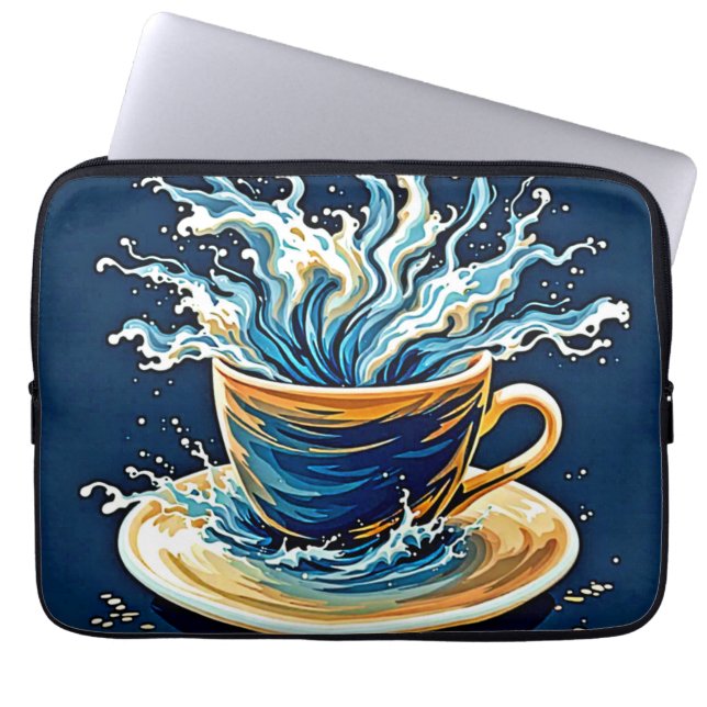 Capa Para Notebook Splash Oceânico de Café (Frente)
