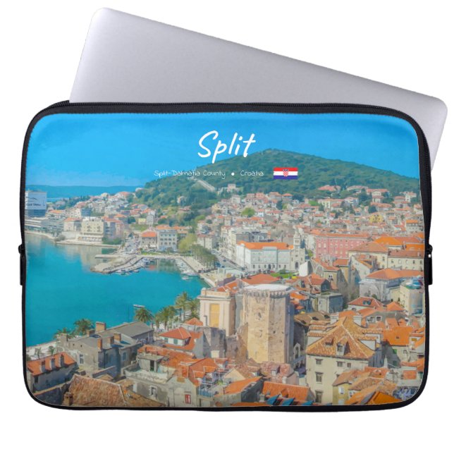 Capa Para Notebook Split, Croácia - Cidade Costeira (Frente)
