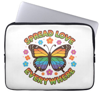 Capa Para Notebook Spread Love Everywhere – Rainbow Butterfly Quote –