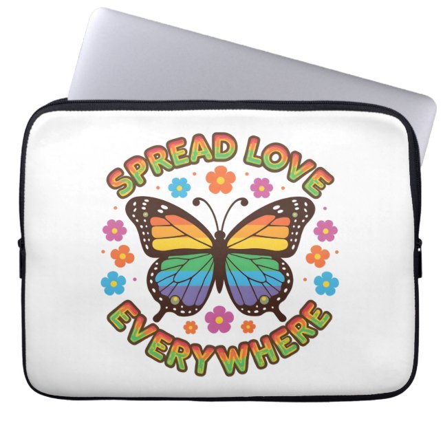Capa Para Notebook Spread Love Everywhere – Rainbow Butterfly Quote – (Frente)