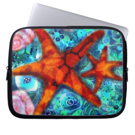 Capa Para Notebook Starfish Seashells Beach Teal Pink