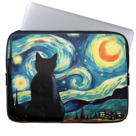 Capa Para Notebook Starry Night Cat