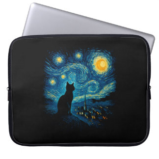 Capa Para Notebook Starry Night Cat Silhouette Laptop Sleeve
