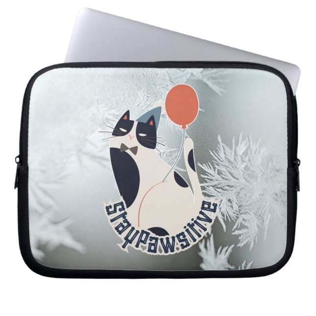 Capa Para Notebook Stay Pawsitive Cat Illustration 10 Inch Laptop Tab (Frente)