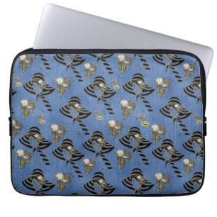 Capa Para Notebook Steampunk com Ladies Hats em Blue Denim