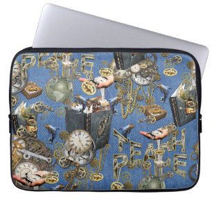 Capa Para Notebook Steampunk em Blue Denim