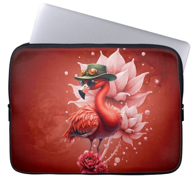 Capa Para Notebook Steampunk Flamingo - Trabalho de arte Digital Fant (Frente)