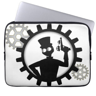 Capa Para Notebook Steampunk Man Segurando Uma Arma Em Gear