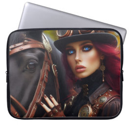Capa Para Notebook Steampunk Victorian Lady Dark Rider