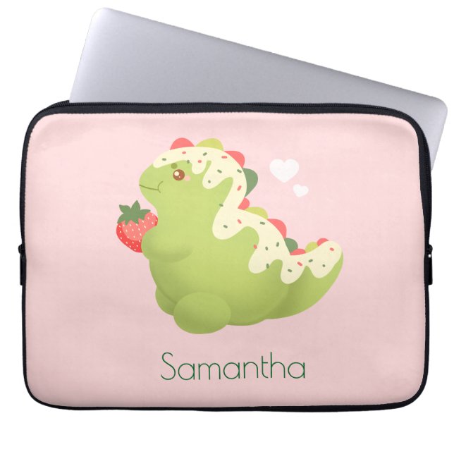 Capa Para Notebook Strawberry Matcha Dinosaur  (Frente)