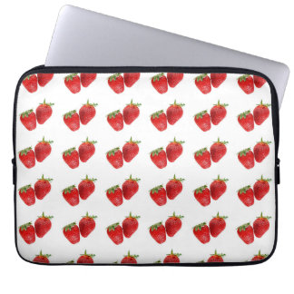 Capa Para Notebook Strawberry Seamless Pattern – Cute Red Fruit on Wh