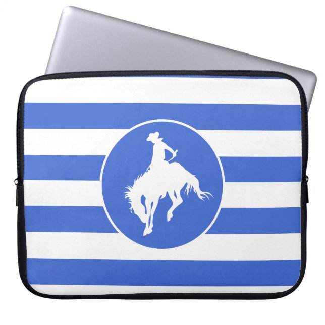 Capa Para Notebook Stripes Real Azul e Branco; Rodeo Cowboy (Frente)