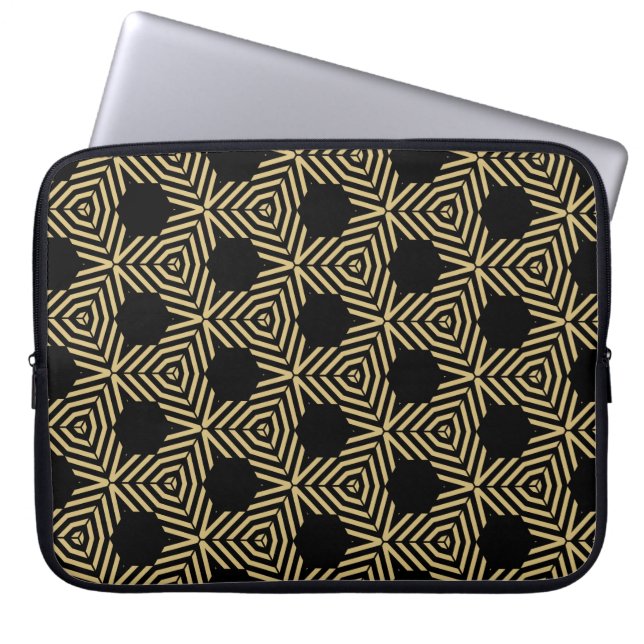Capa Para Notebook Stylish black and yellow hexagons (Frente)
