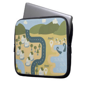 Capa Para Notebook Stylish cartoon landscape vacation travel map