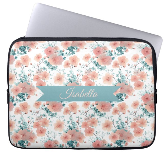 Capa Para Notebook Suave Rosa Floral Personalizado de Primavera Vinta (Frente)