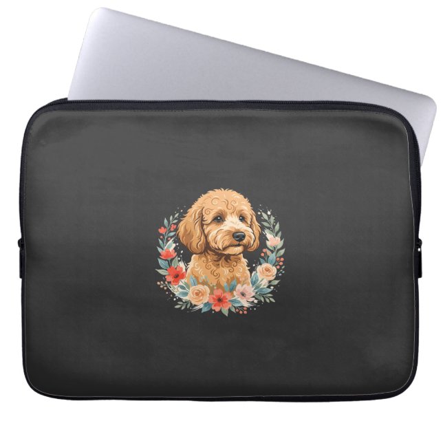 Capa Para Notebook Sublimação Redonda de Cachorro Floral (Frente)