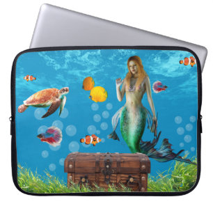 Capa Para Notebook Submarino Sereia Treasure Hunt Fantasy Blue