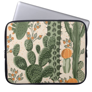 Capa Para Notebook Suculentes verdes, flores laranja, papel de parede