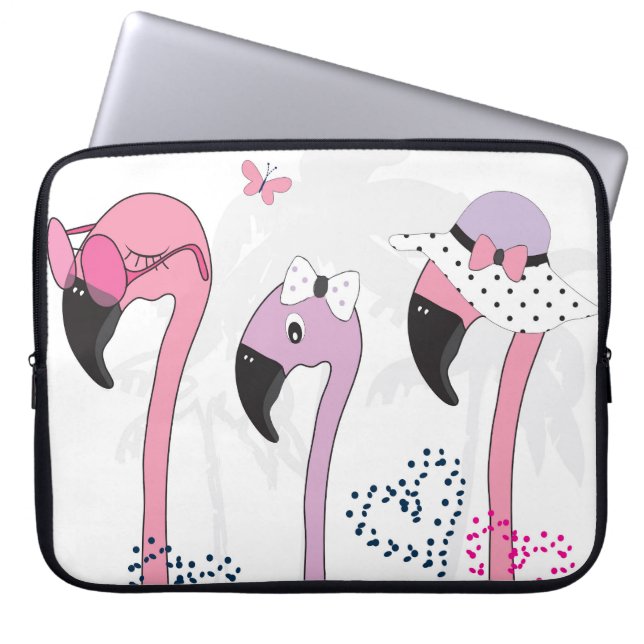 Capa Para Notebook Summer Flamingo: Ilustração da Pratage. (Frente)