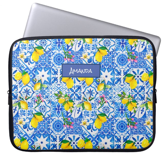 Capa Para Notebook Summer majolica azul Siciliana (Frente)