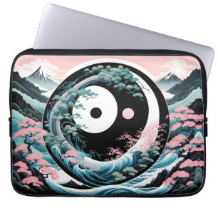 Capa Para Notebook Sun Moon Wave Floral Mountain Pink Sage Tea