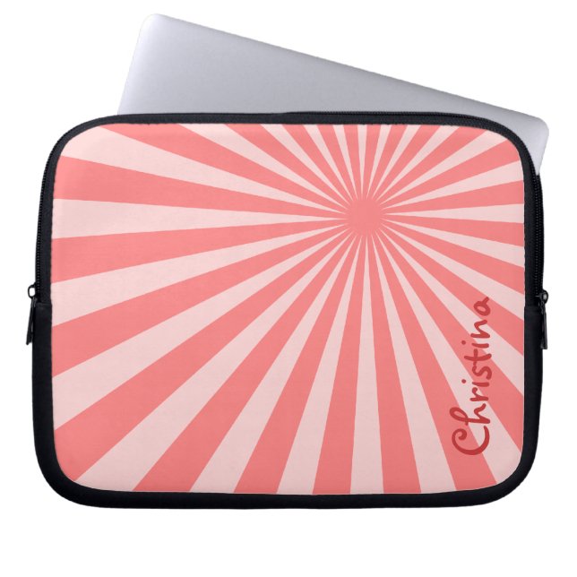 Capa Para Notebook Sunburst Rosa "Adicionar seu nome" (Frente)