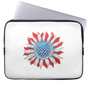 Capa Para Notebook Sunflower American Flag 4 de julho Women Men Meri