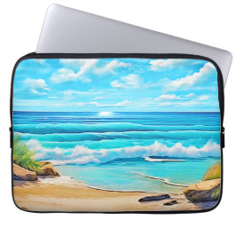 Capa Para Notebook Sunny Beach Waves Design