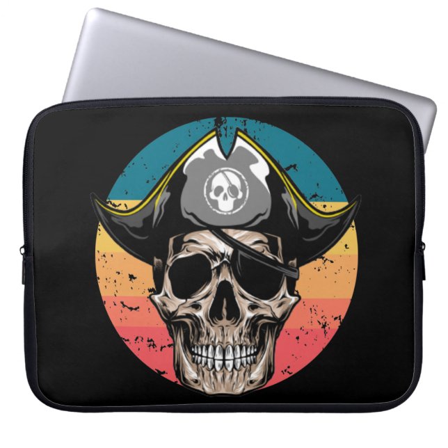Capa Para Notebook Sunset Black Jolly Roger Skull Bolsa de laptop (Frente)