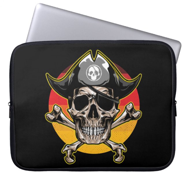 Capa Para Notebook Sunset Jolly Roger Skull Bolsa de laptop (Frente)