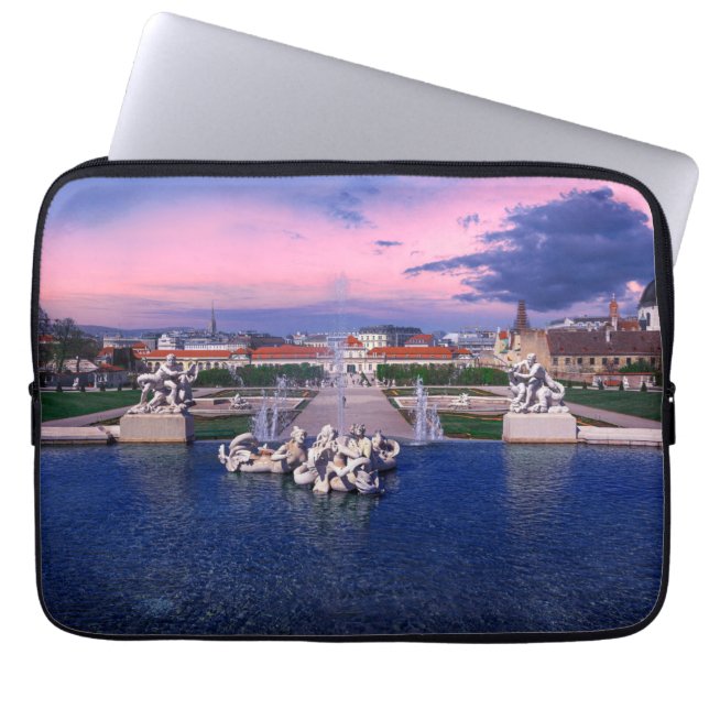 Capa Para Notebook Sunset over fountain em Viena (Frente)