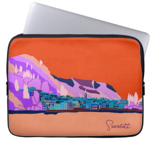 Capa Para Notebook Sunset Varenna Como Itália Ilustração Viagem