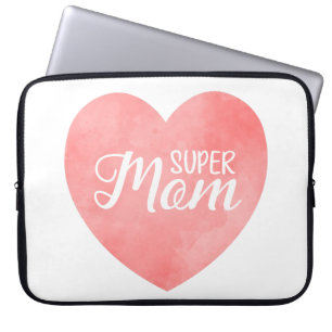 Capa Para Notebook Super mãe em cor-de-água rosa, dia de as mães