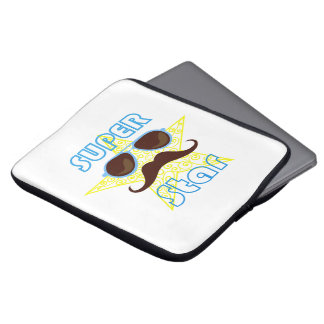 Capa Para Notebook Super Star with sunglasses and mustache