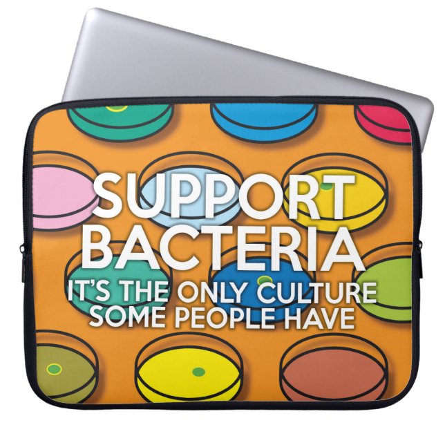 Capa Para Notebook SUPORTE BACTÉRIAS Piada Científica (Frente)
