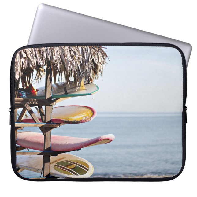 Capa Para Notebook Surfboard vermelha e branca em cremalheira de made (Frente)