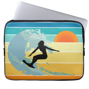Capa Para Notebook Surfer Girl Vintage Sunset