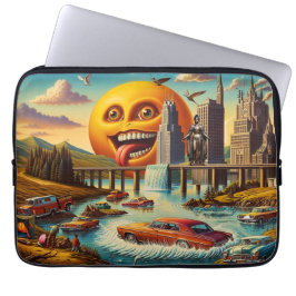 Capa Para Notebook "Surreal Cityscape com Sol Antropomórfico"