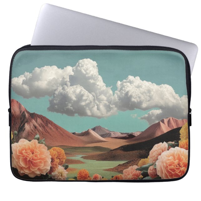 Capa Para Notebook Surreal Floral Mountainscape With Dramatic Clouds (Frente)