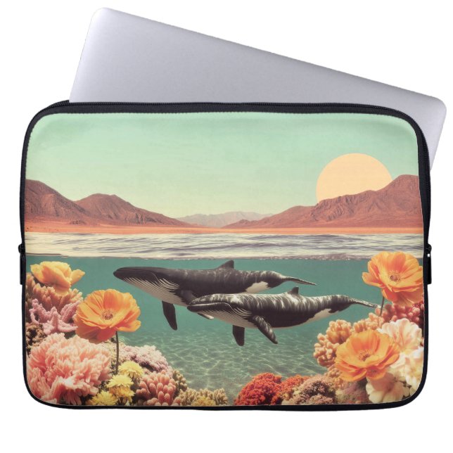 Capa Para Notebook Surreal Ocean Scene With Whales And Coral (Frente)